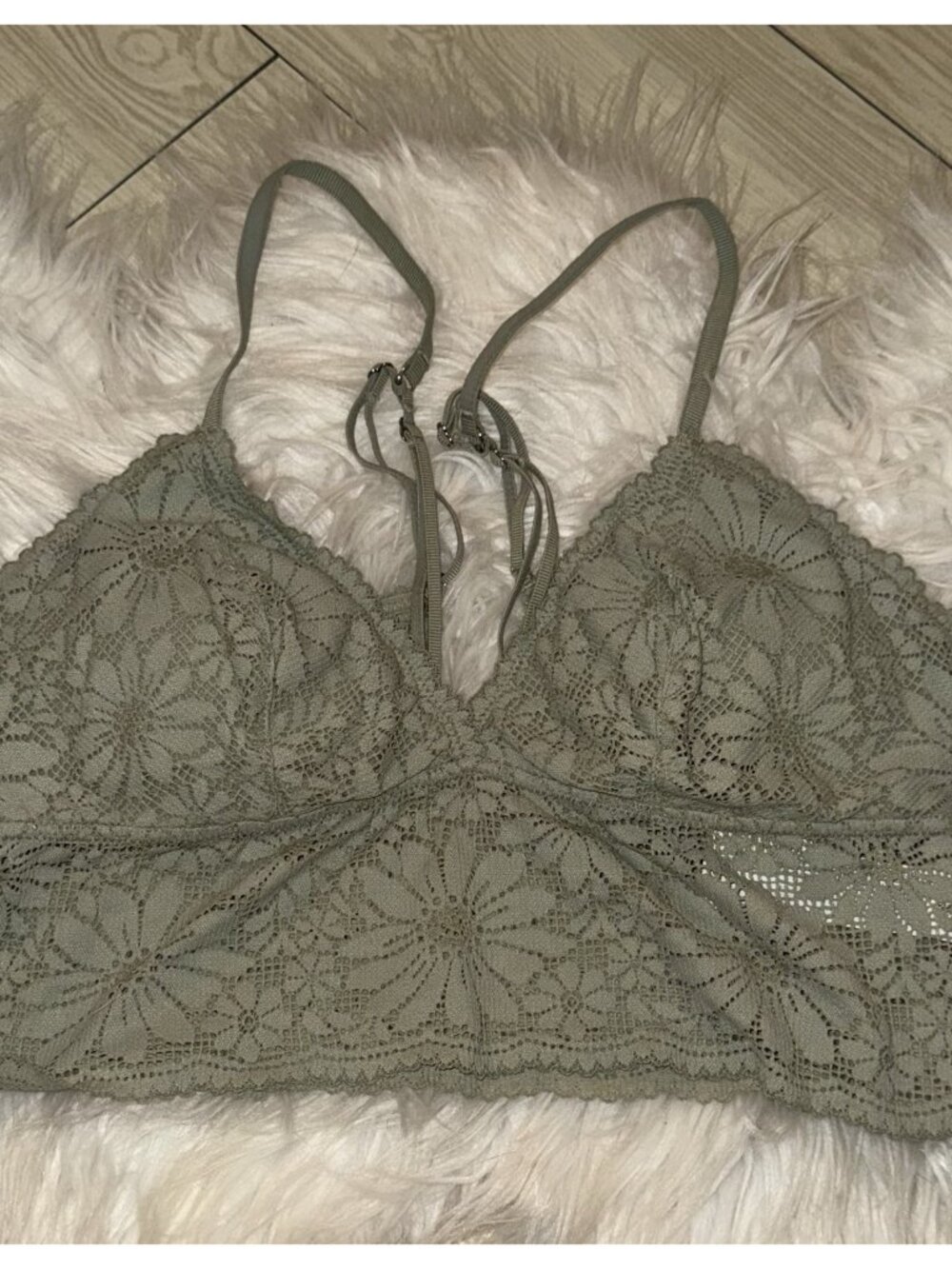 Aerie Floral Lace Longline Bralette Bra Lightly Lined WF Womens M Medium Green - Picture 3 of 5